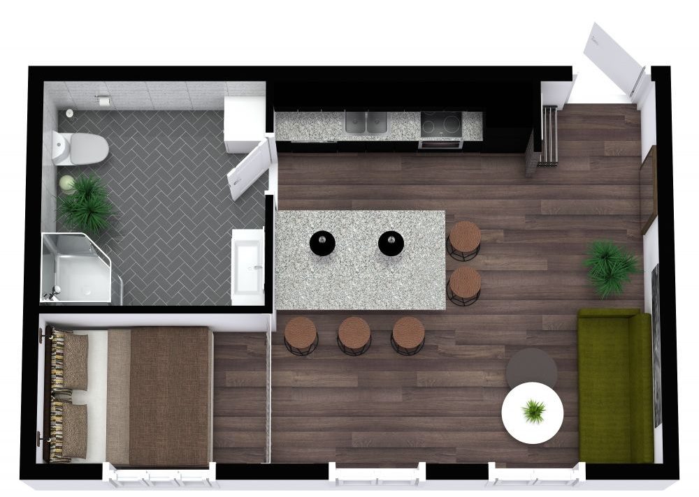 Floor plan of a studio apartment