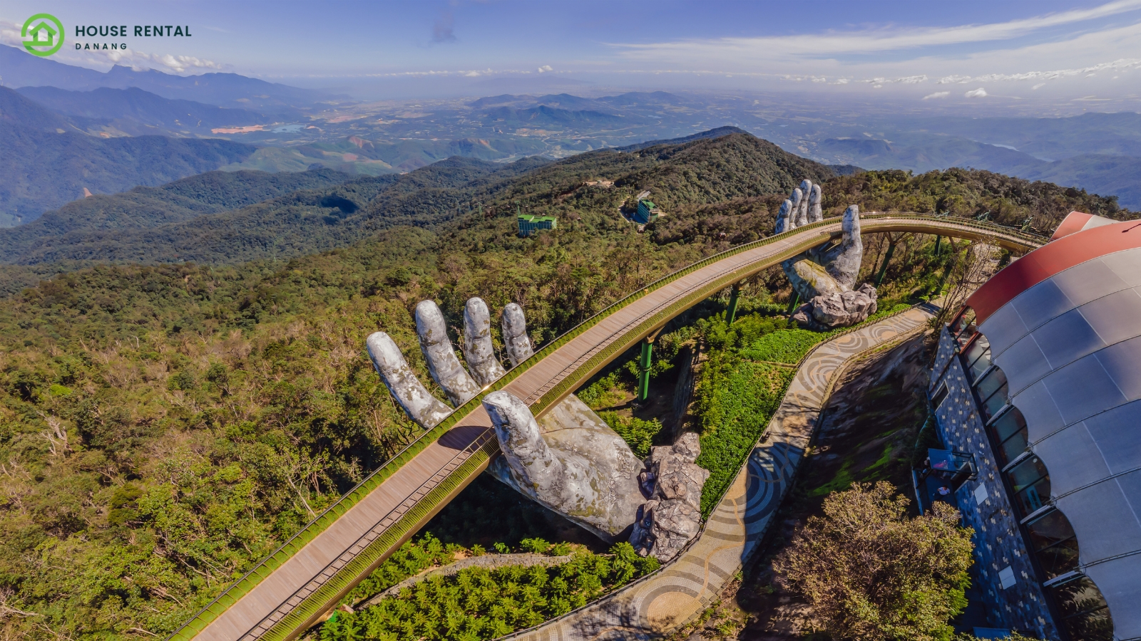 A hand bridge in the mountains.