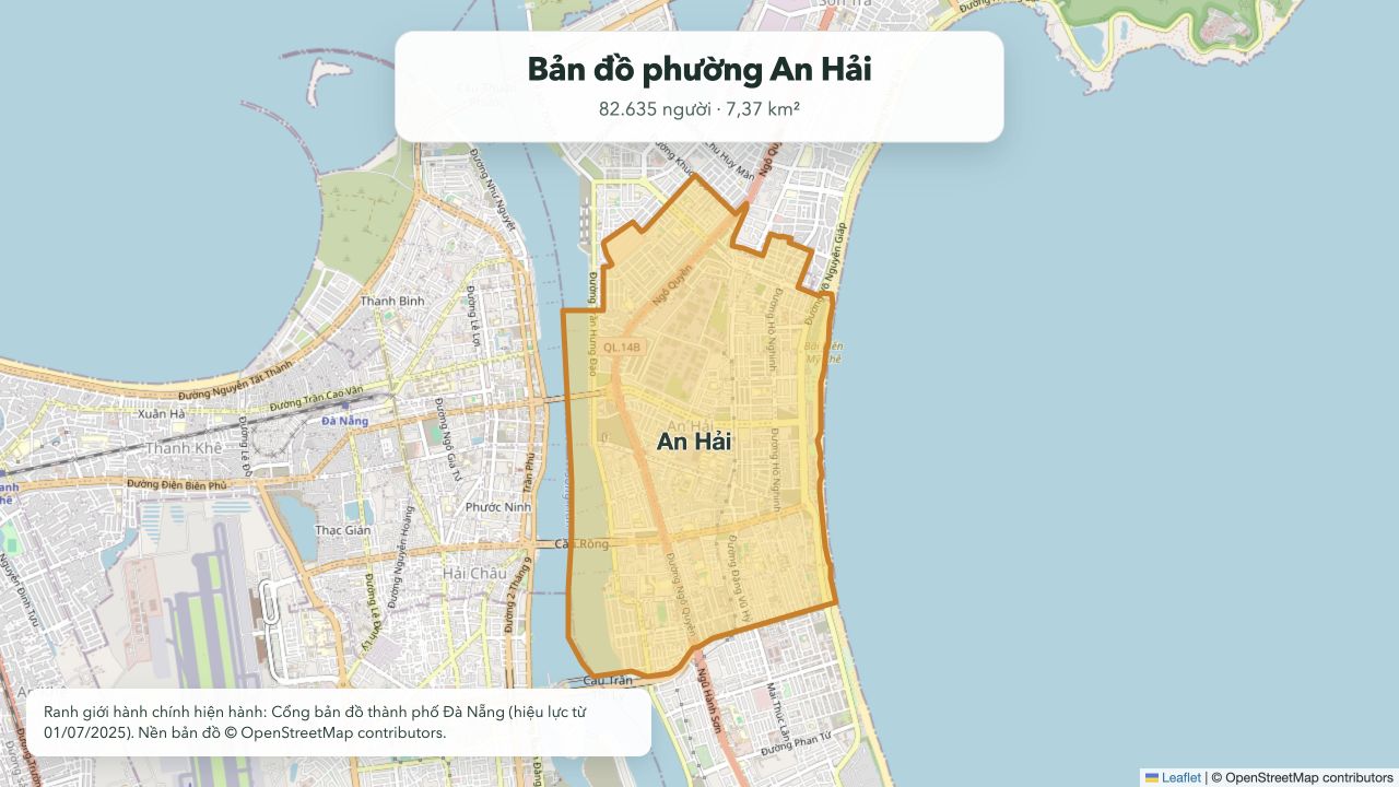 Bản đồ ranh giới phường An Hải hiện hành tại thành phố Đà Nẵng