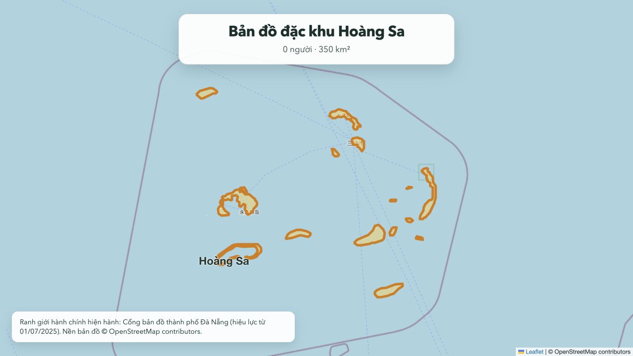 Bản đồ ranh giới đặc khu Hoàng Sa hiện hành tại thành phố Đà Nẵng