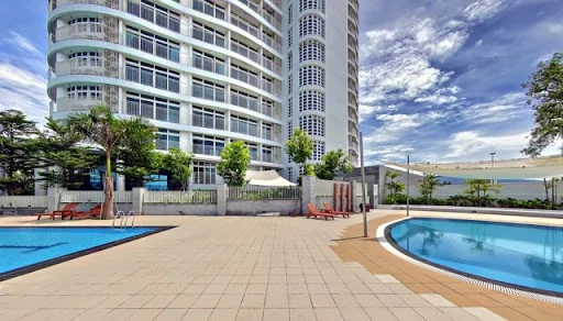 Azura pool terrace and curved facade