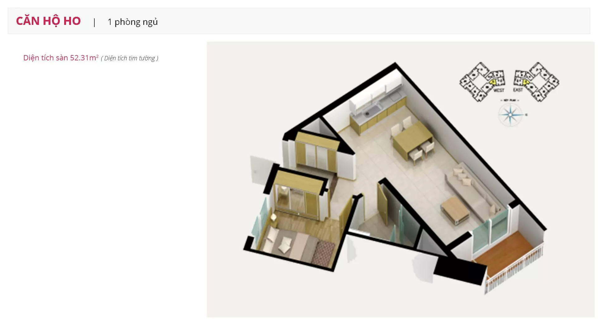 Blooming Tower one-bedroom apartment floor plan