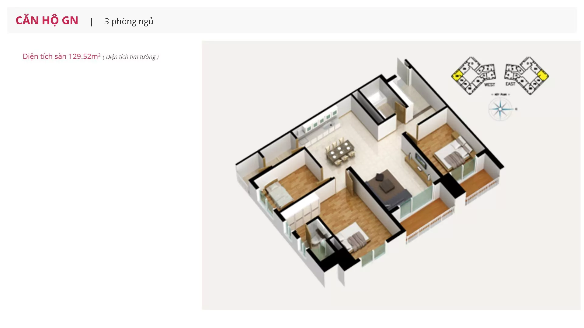 Blooming Tower three-bedroom apartment layout