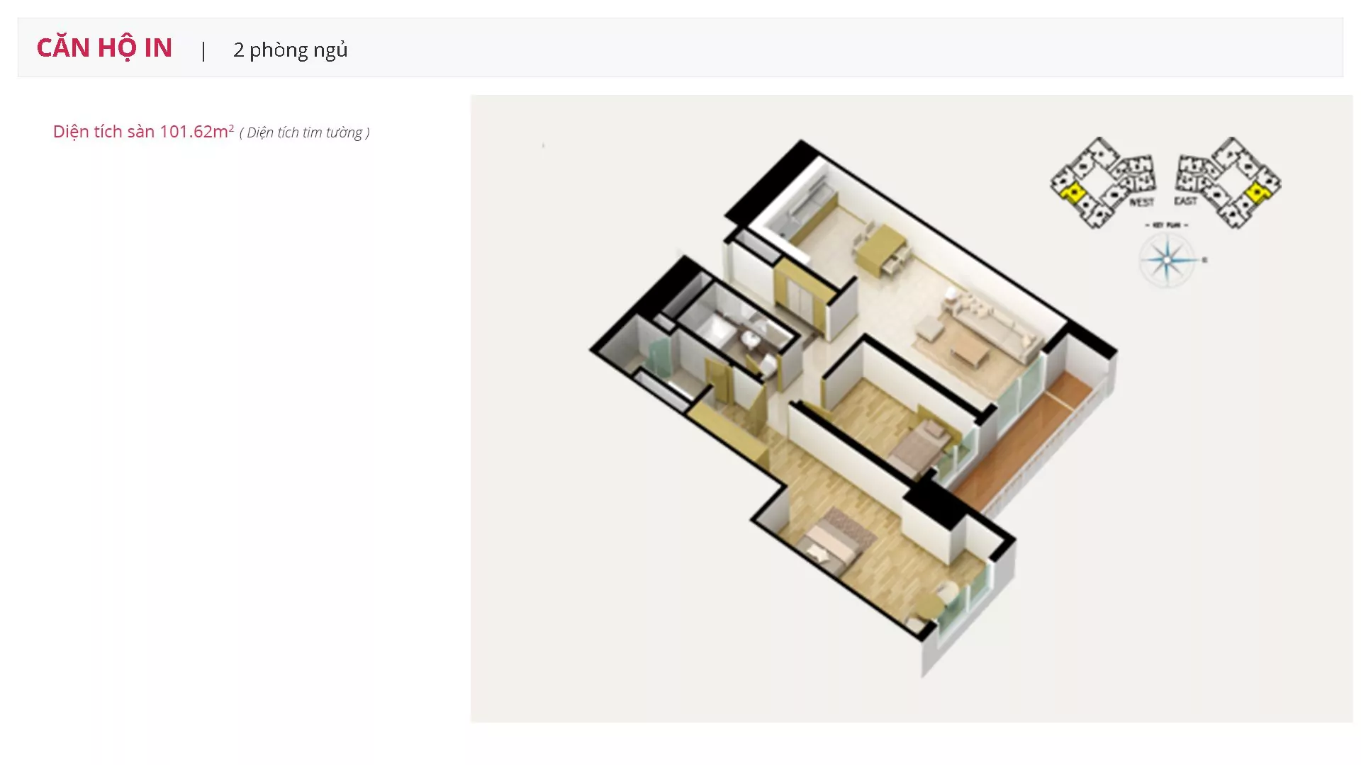 Blooming Tower two-bedroom apartment layout