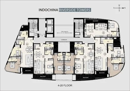 Indochina Riverside Towers floor plan for floors 4 to 20
